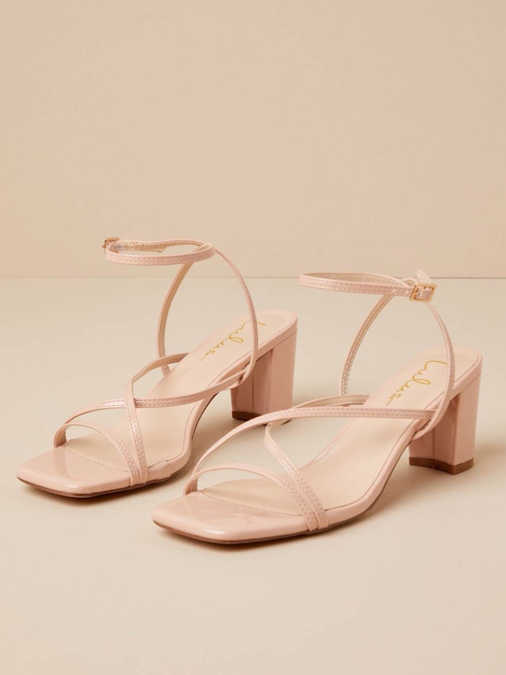 Lulus Makennaa Nude Strappy Block Heels – Size 7.5 – NWT